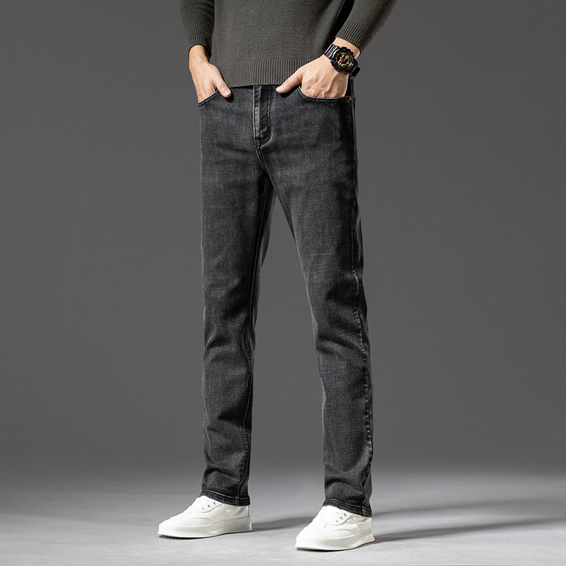 New Spring/Summer 2023 Spring/Summer stretch, loose, slim and well-fitting small straight-leg high-quality men's long jeans Specification image