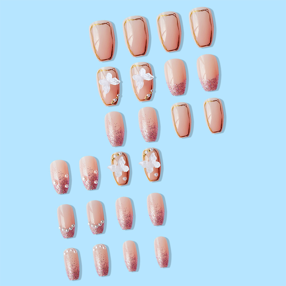 Light Luxury Ice Butterfly Hand Wear Nail Short Detachable Fake Nail Patch Nail Product Wholesale Item Picture