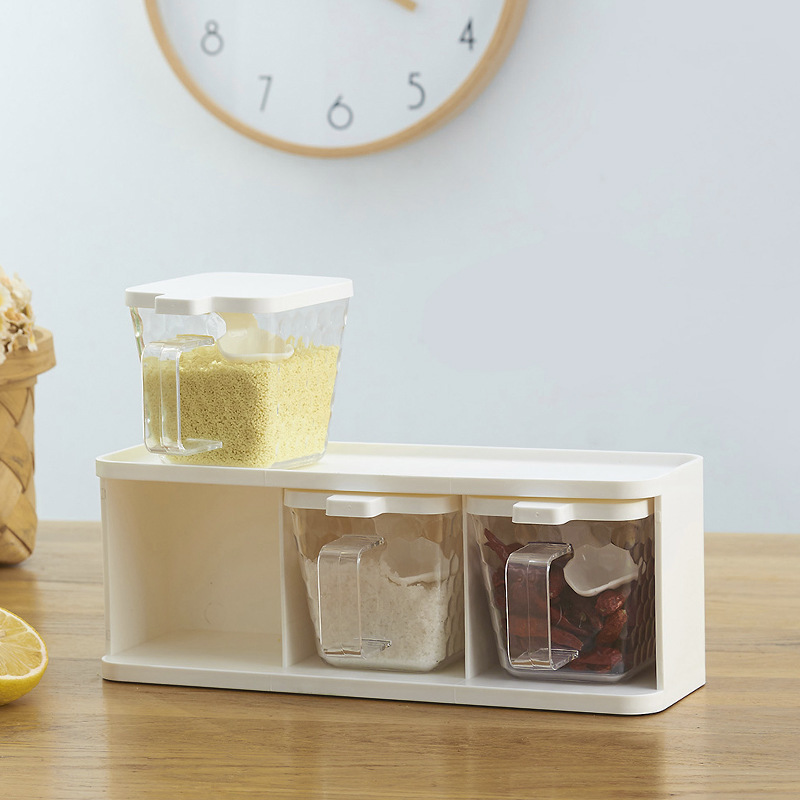 日式创意三格横式立式调味盒套装 厨房多用途可放杂物储物收纳盒详情图3