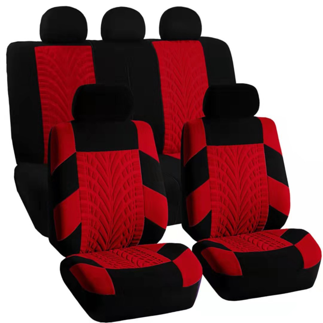 Foreign trade car seat cover, tire flower, 9-piece set, seat cushion, full cover, breathable knitted fabric, pressure strip, all five seats for four seasons