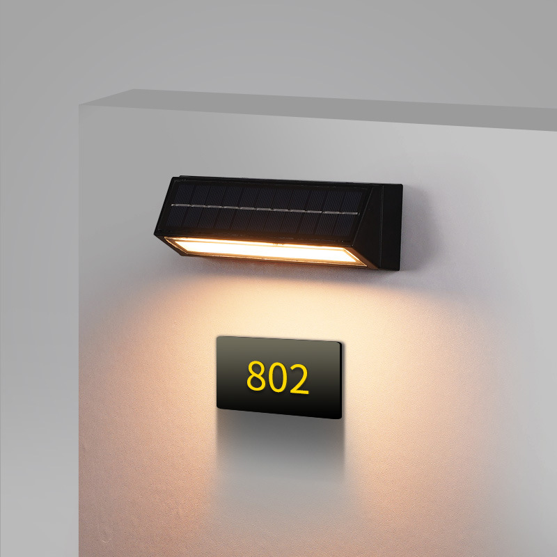 Cross-Border Solar Wall Light Wall Light Villa Courtyard Outdoor Waterproof Shop Door Door Number One Long Strip Light