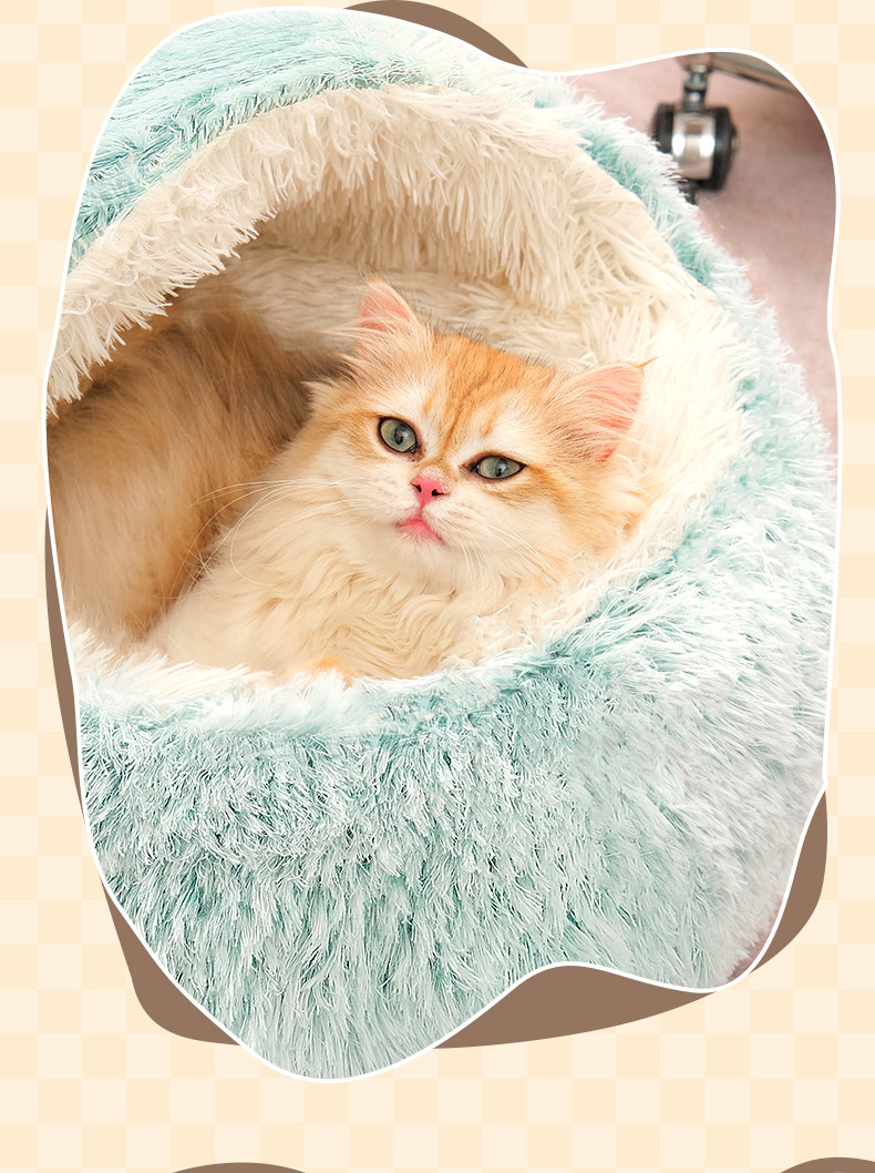 半封闭式猫窝猫咪贝壳窝冬季保暖猫窝四季通用长毛绒猫窝狗窝批发详情4