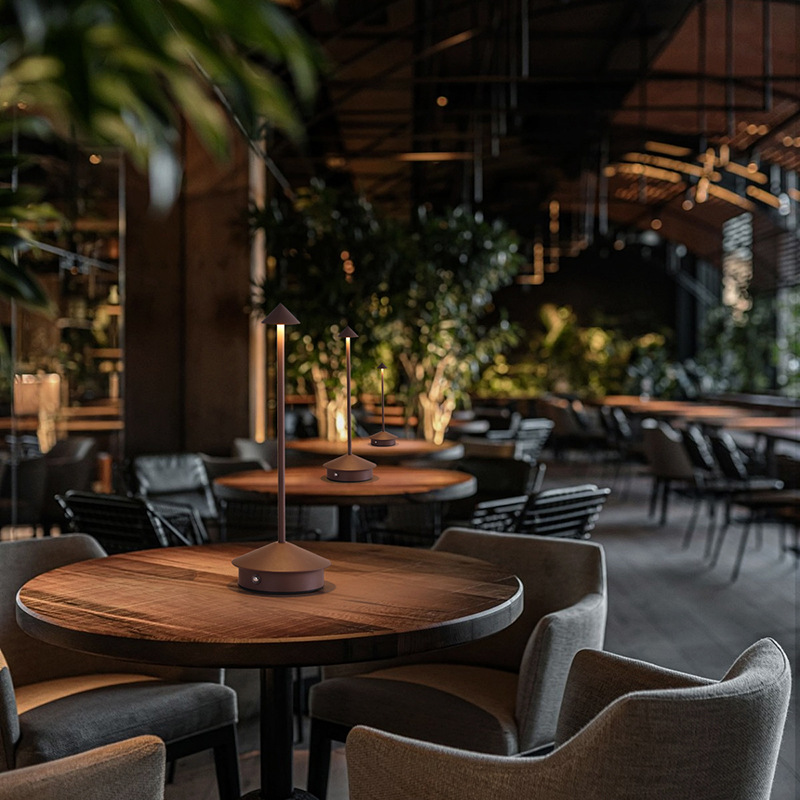 Cross-border wholesale night lights, creative pointed top table lamps, outdoor camping charging lamps, restaurant, coffee shop and bar ambient lights Application Scenario