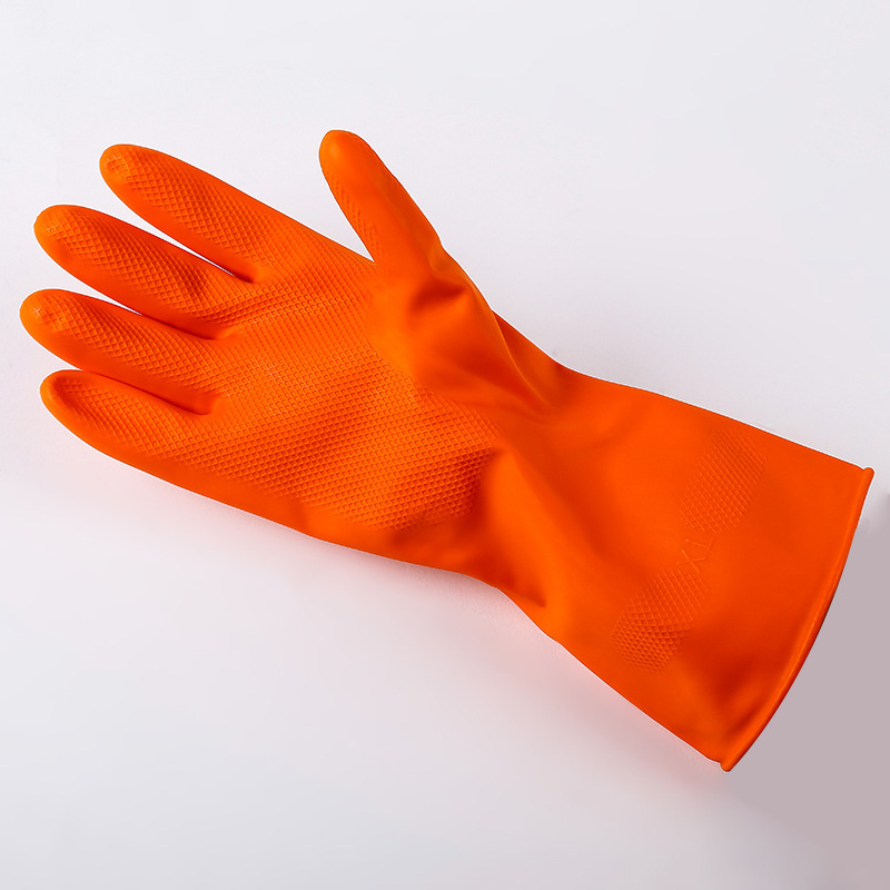 Self-produced and self-sold new acid and alkali resistant protective industrial gloves with latex lining for cleaning, 100g household gloves details Picture
