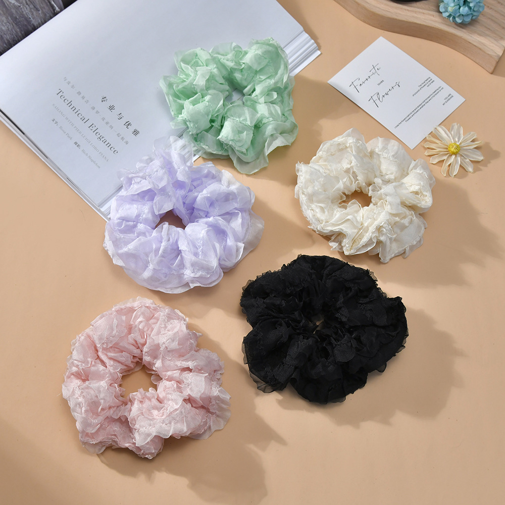 Fashionable, simple and elegant, bubble pleated hair tie, bun hair tie, ponytail headwear, hair accessories, mesh large intestine hair band