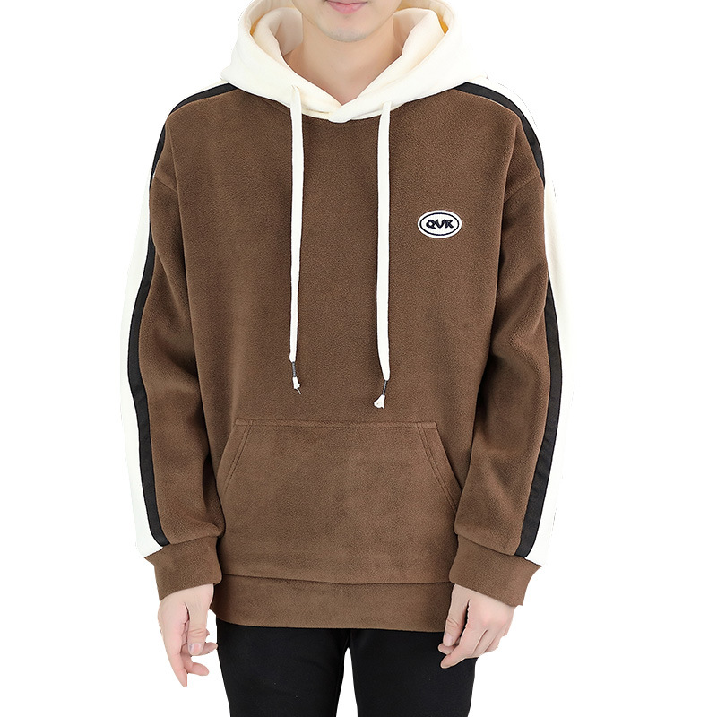 New trendy brand fleece hooded sweatshirt for spring, autumn and winter, fleece for teenagers, loose and warm woolen fleece jacket for men Application Scenario