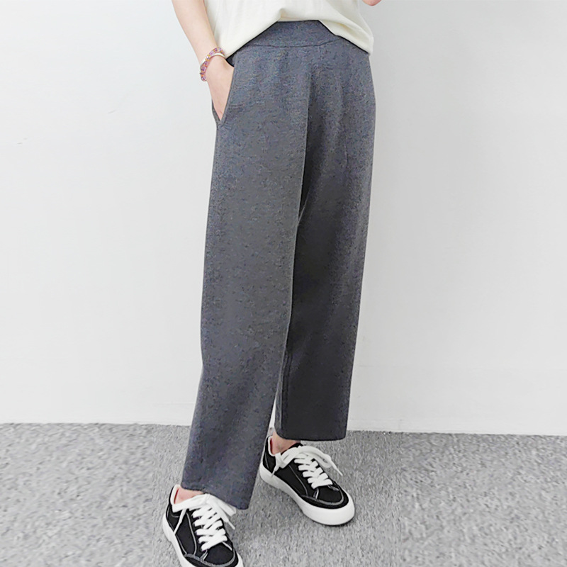Advanced slimming 16-stitch fine imitation wool women's knitted pants Casual leg straightening 9-inch radish pants
