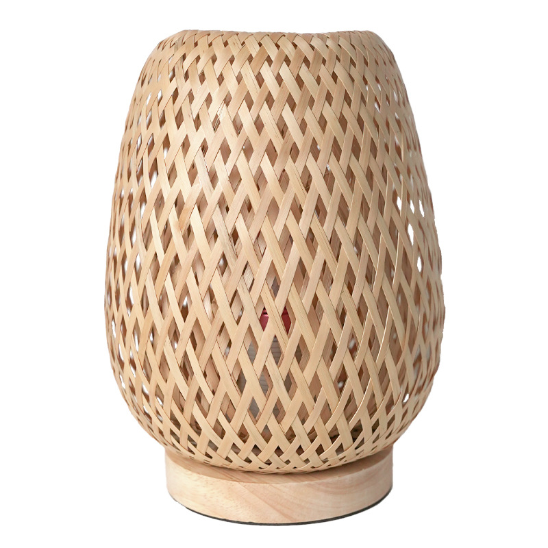 Wabi-Sabi Bamboo Lamp Bedside Lamp Bedroom Northern Europe Ins Bamboo Woven Light Night Light Homestay-Style Retro Lamp Japanese Item Picture
