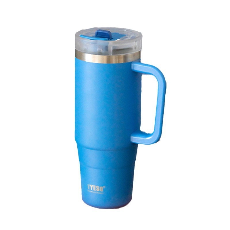 Taishuo New Large Capacity Ice Bula Cup 304 Stainless Steel Thermos Cup Straw Coffee Cup Car Handle Coffee Cup Item Picture