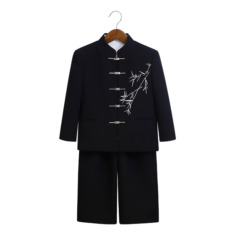 New Chinese-style Tang suits for boys in the autumn, new Chinese-style suits, performance costumes, children's stand-up collar retro Zhongshan suits Item Picture