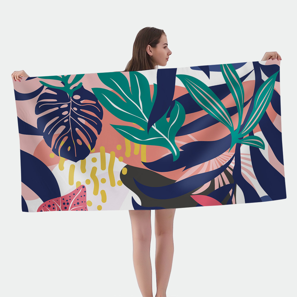 2023 Cross-Border Original Double-Sided Velvet Microfiber Beach Towel Beach Swimming Towel Quick Drying Towel Specification drawing