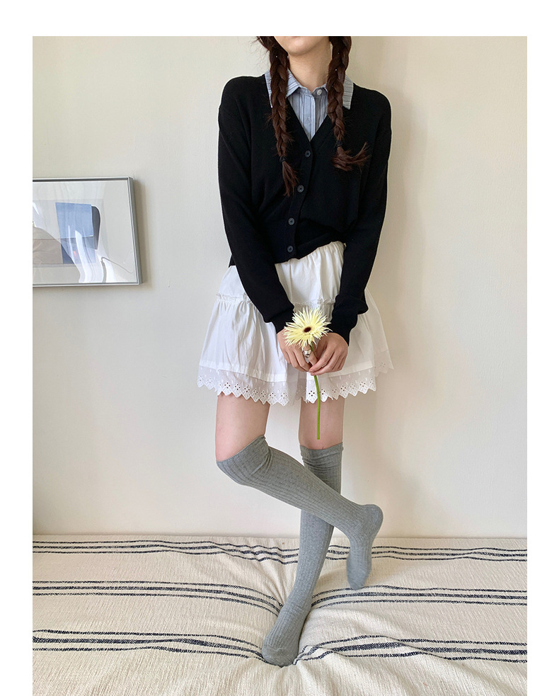 【jisoo风假两件】歌铭韩版POLO领针织开衫女2025秋季上衣X8207F详情36