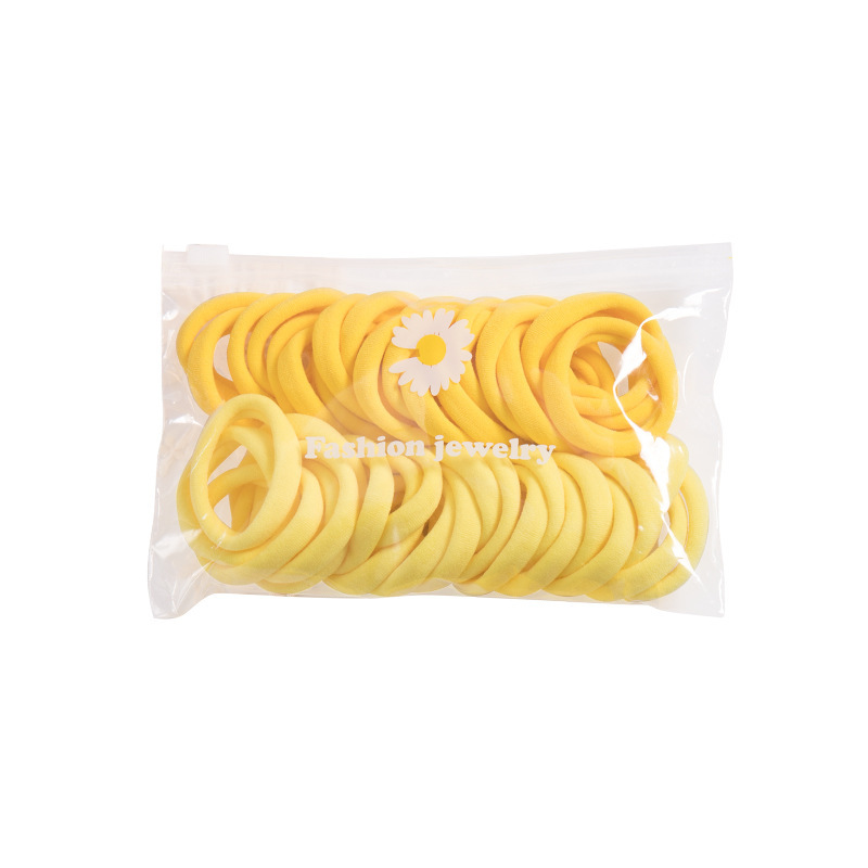 收纳袋装双拼色韩版简约学生毛巾圈发绳发圈无接缝批发高弹力头绳白底实物图