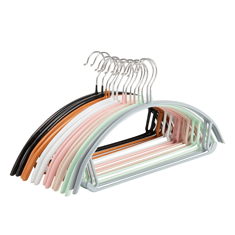 Semi-circular plastic-coated seamless clothes hangers, household anti-slip clothes drying hangers, thickened clothes supports, stainless steel adult clothes racks wholesale Item Picture