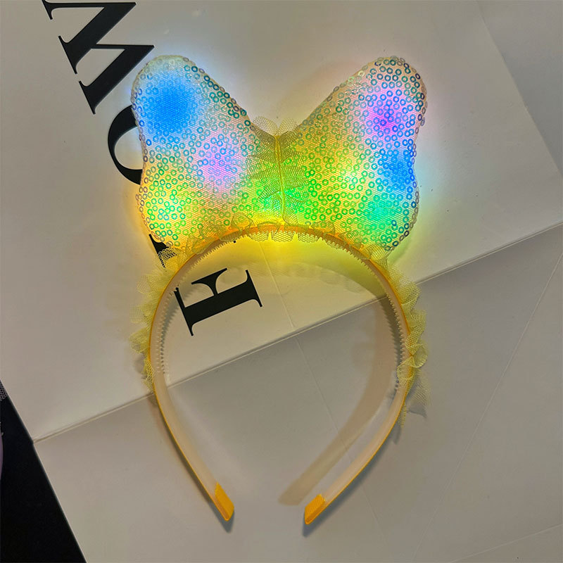 Children's luminous bow headband Little girl Crown Glitter hair card Girl's June 1 Gift with teeth non-slip headband head buckle Application Scenario
