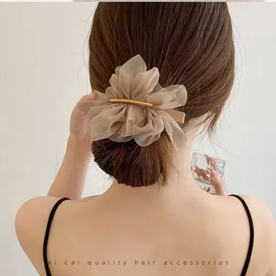 Super Fairy Chiffon Flower Hair Clip Female Summer Back Head Ponytail Clip Headdress Simple Spring Clip