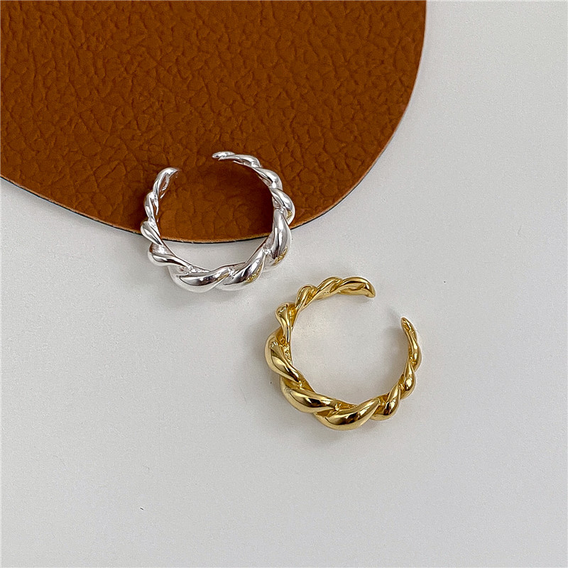 Korean S925 sterling silver croissant open ring women's fashionable and individual Instagram niche design index finger women's ring wholesale Item Picture