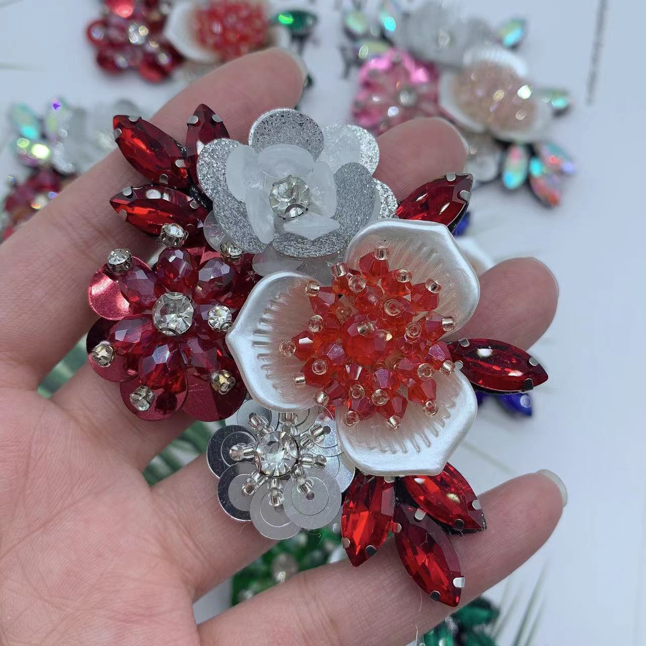 Lantong Spot Handmade Sticky Flower Glass Diamond Shell Crystal Flower Fashion Handmade Decorative Clothing Shoes Hat Specification drawing