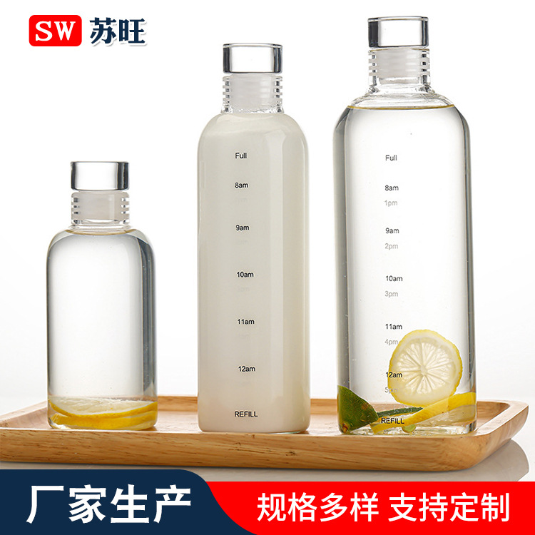 Wholesale time scale glass cups, high borosilicate water cups, new female Internet celebrity, high appearance level, best-selling large-capacity cups