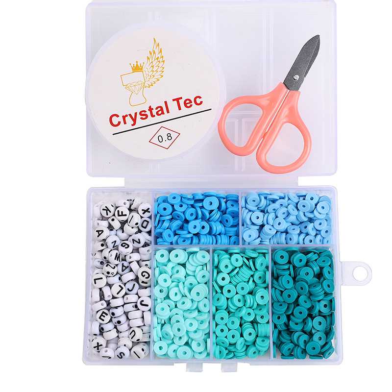 Foreign trade cross-border large 6-grid acrylic soft ceramic sheet set box children's toy diy material necklace bracelet jewelry details Picture