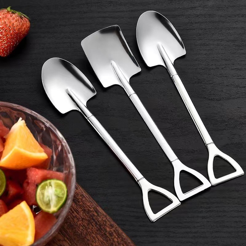 Stainless Steel Spade Spoon Household Creative Dessert Spoon Eat Watermelon Spoon Spoon Cute Shovel Spoon Can Print Logo details Picture