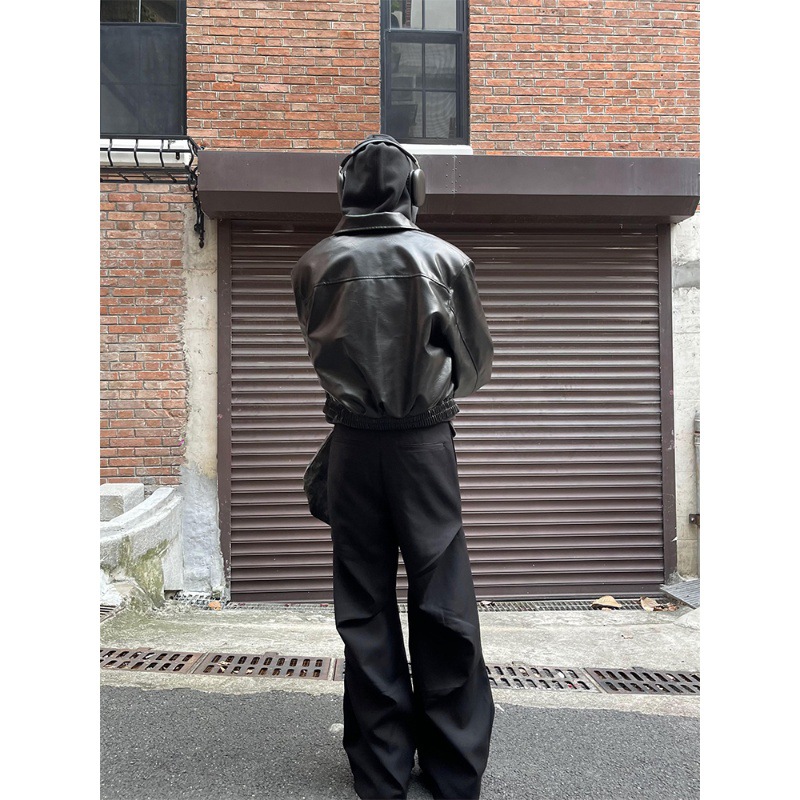 2023 new style cleanfit dress pants with a niche design, pleated, loose, casual, wide-leg, slightly flared floor-length pants for men Specification image