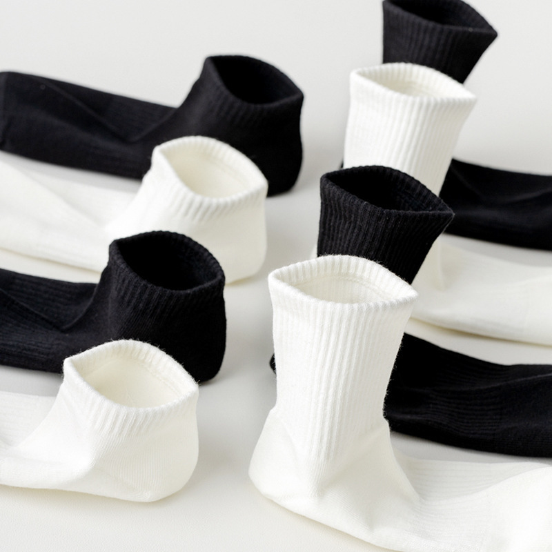 春夏男士女士纯色黑色白色长短船袜三种长度运动穿搭时尚百搭潮袜详情图3