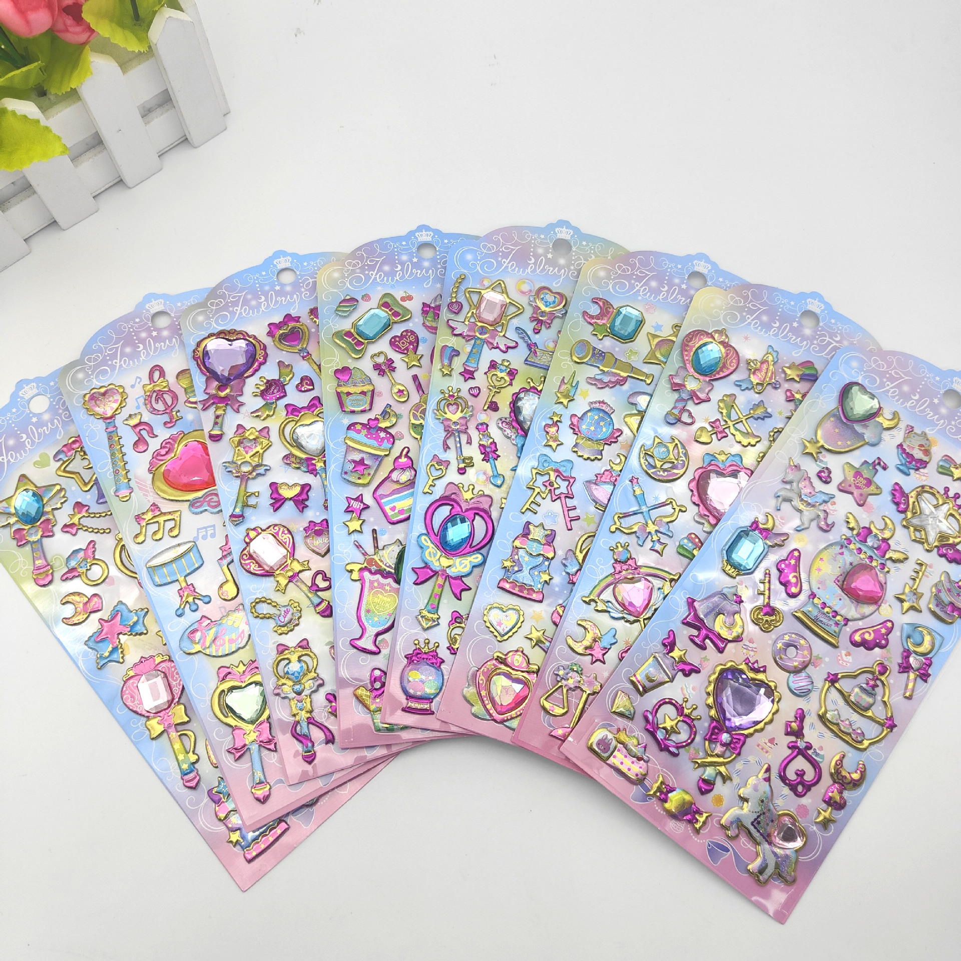 Laser diamond fun stickers, magic wand stickers, children's DIY handmade diamond stickers, foam stickers, PVC stickers, bubbles