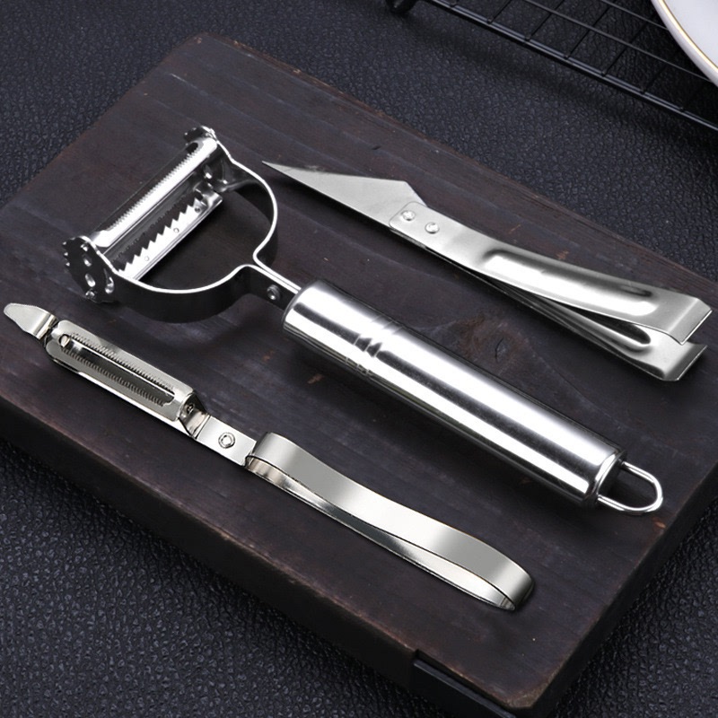 Stainless Steel Paring Knife Potato Peeler Multi-Functional Shaving Kitchen Melon And Fruit Planer Planer Plucking Chicken Feather Three-Piece Set details Picture