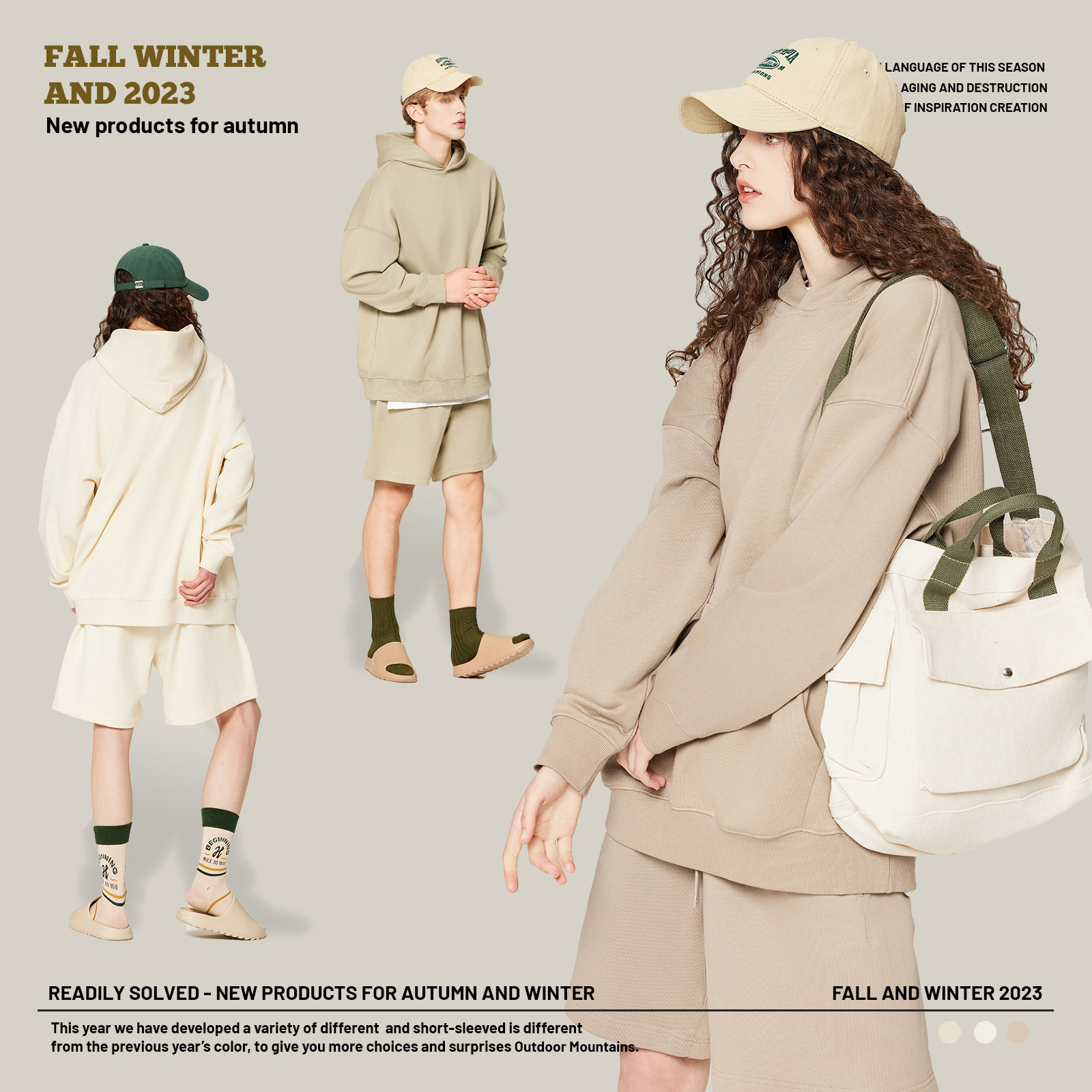 RS Men's Wear - 2023 Autumn/Winter New 400g heavyweight loop men's hoodie, ins trendy brand loose solid color hoodie details Picture