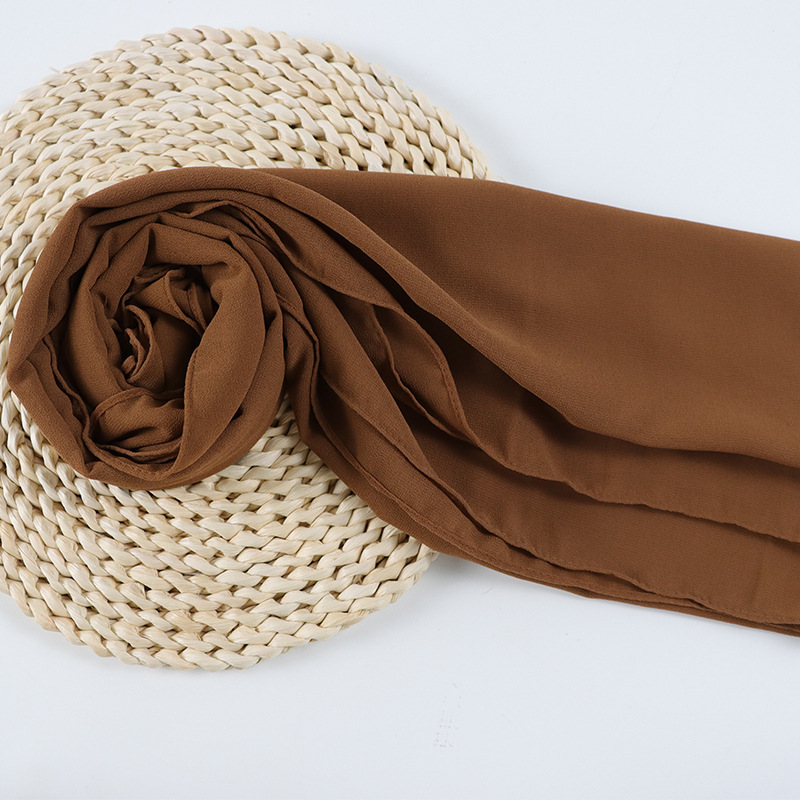 132 Spot Plain Pearl Chiffon Scarf Silk Scarf Malaysian Women 70*180 Basic Headscarf Item Picture