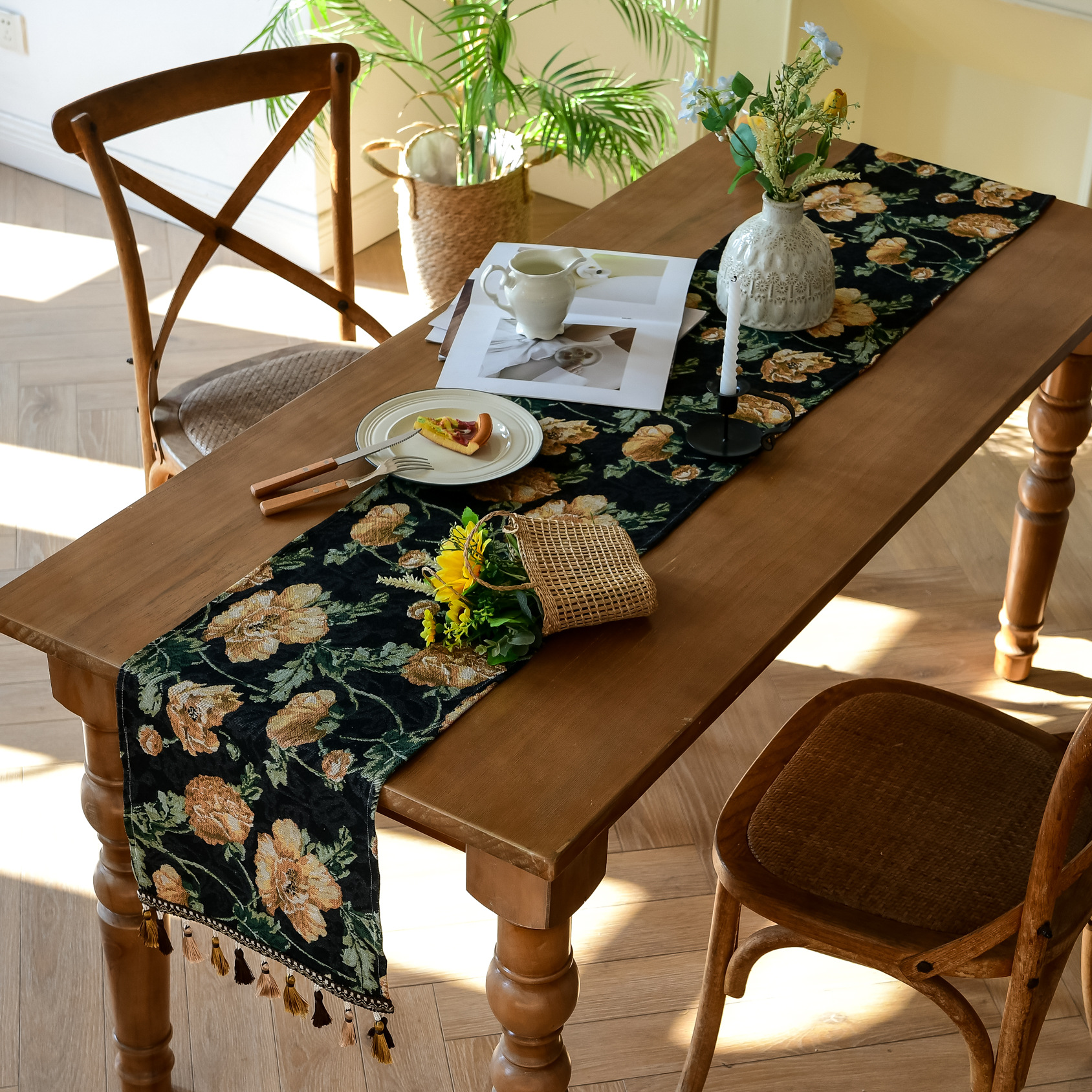 New Bohemian ethnic style heat insulation and anti-scald long strip Suzhou table flag Tea Flag TV cabinet cover wholesale from the manufacturer pic 43