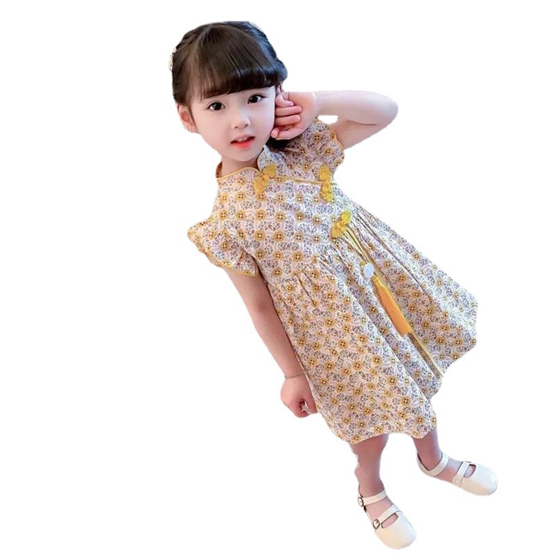 Summer 2022 new stylish cheongsam dress for girls, baby girls, children's summer wear, Hanfu dress Item Picture