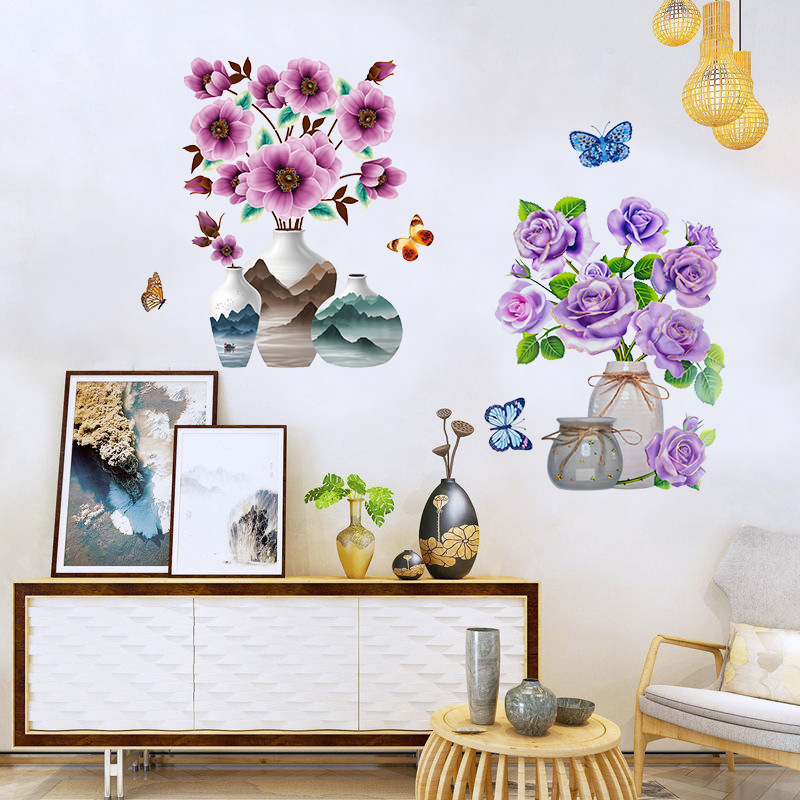 Background wall patching, 3d waterproof self-adhesive three-dimensional simulation vase stickers, decals, wardrobe stickers, decorative fridge magnets Application Scenario