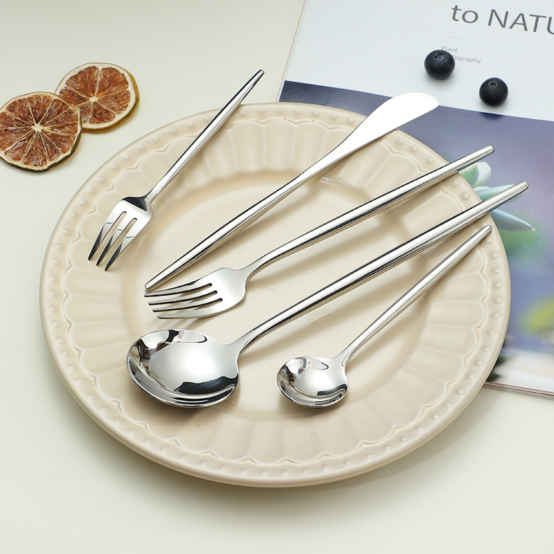 304 Stainless Steel Round Handle Portuguese Knife, Fork And Spoon Nordic Wind Light Luxury Light Portuguese Western-Style Tableware Set Specification drawing