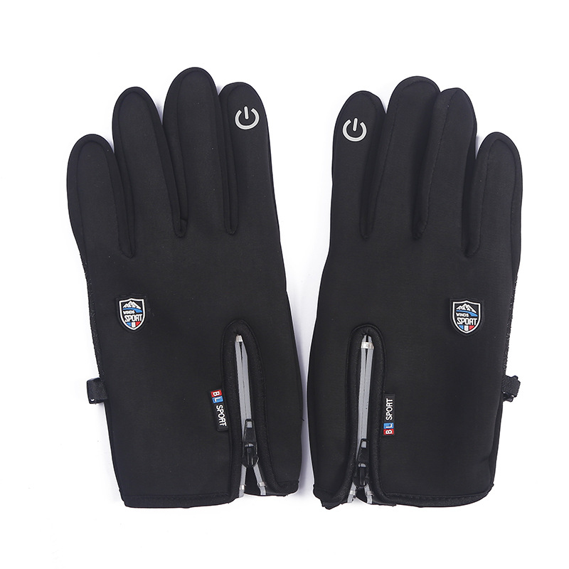 New Autumn And Winter Touch Screen Gloves Cycling Men's And Women's Fleece Outdoor Skiing Warm Waterproof Zipper Cross-Border Lovers Wholesale Item Picture
