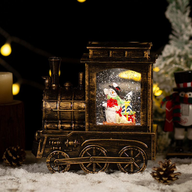 Christmas Decoration Small Train Crystal Ball Automatic Snow Music Box Christmas Gift Santa Claus Night Light Application Scenario