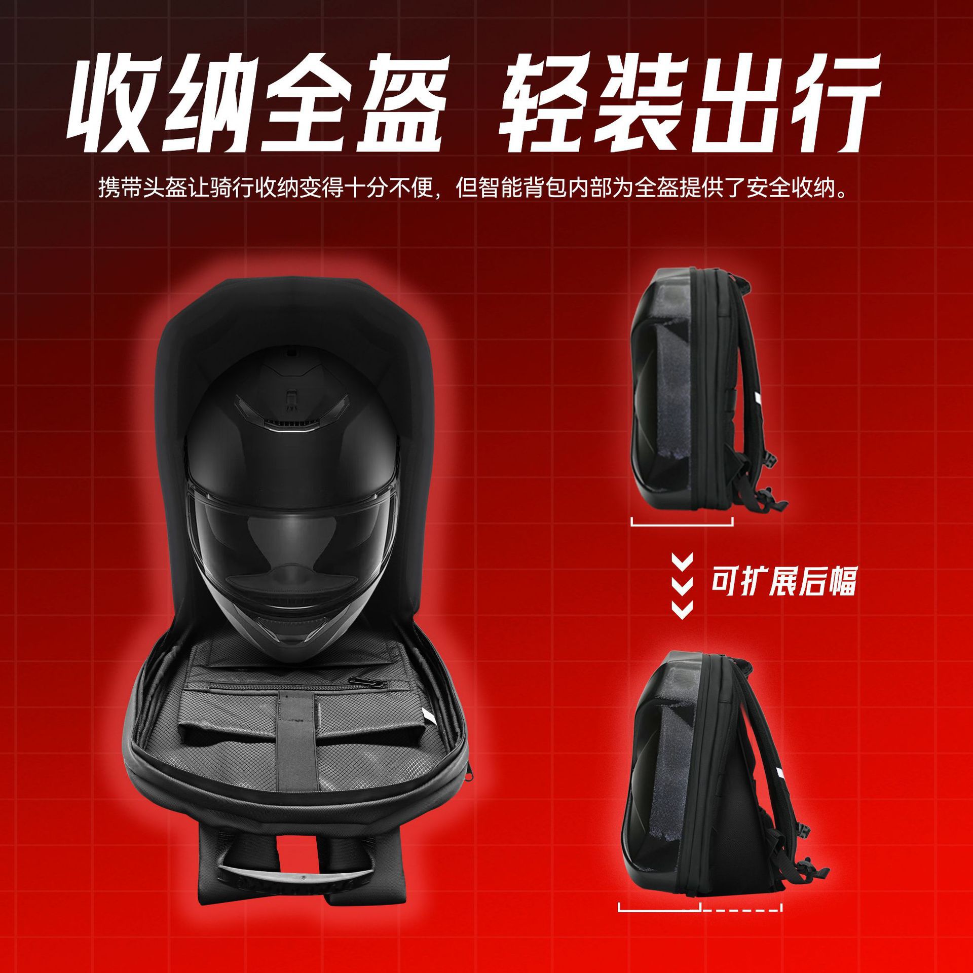 Motorcycle Led Riding Smart Backpack Diy Animation Leisure Bicycle Helmet Men's And Women's Backpack Trend Backpack details Picture