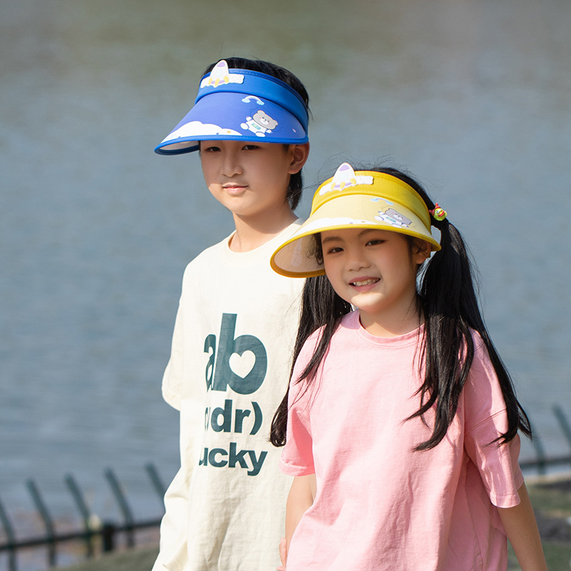 In the summer of 2024, cartoon open-top hats, children's wide-brimmed sun hats, outdoor casual sports sun hats are versatile and fashionable Specification image