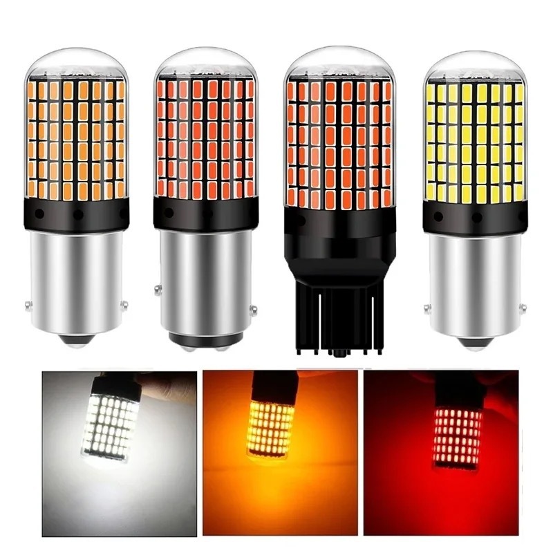 Automotive LED brake light T20-144SMD-3014 high-brightness bulb anti-stroboscopic 1156 turn signal red, white and yellow Specification drawing