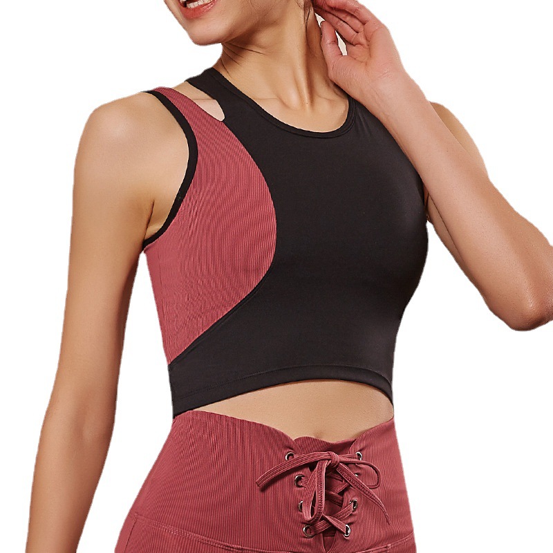 Yoga Wear Women Spring And Autumn New Threaded Sports Bra With Chest Pad United States Back Color Matching Running Yoga Fitness Underwear Women Item Picture