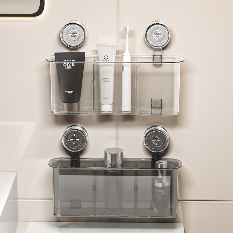 Aiyouhui wall-mounted storage box Bathroom cosmetics shelf Toilet suction cup perforation-free transparent drain basket details Picture