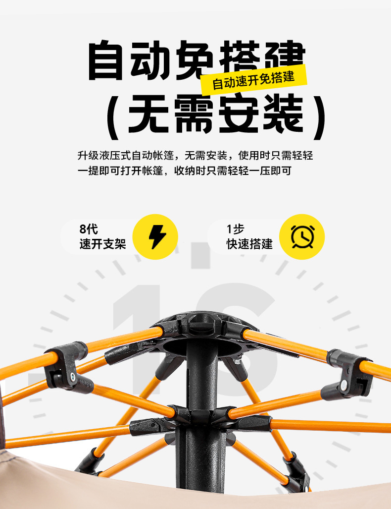 Wholesale of portable outdoor camping tents, fully automatic waterproof, sun-proof, quick-opening camping and mosquito-proof park tents pic 4
