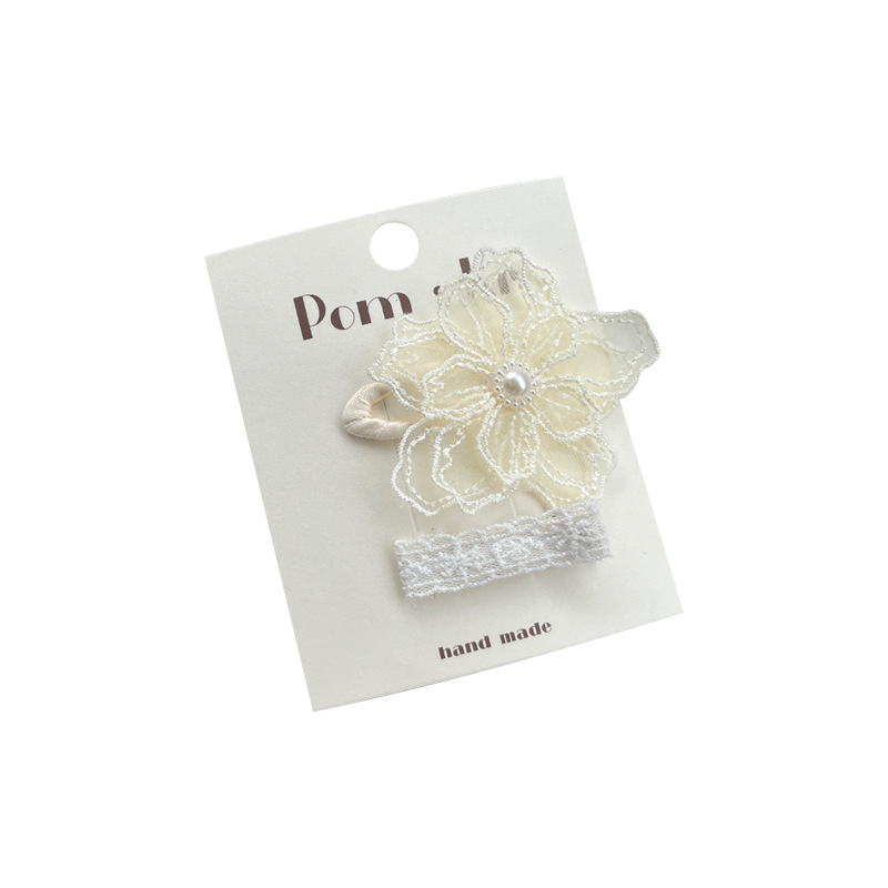 New lace bow pearl butterfly hair clips, hairpins, hair accessories, flower decorations, sweet children's fashion, versatile Item Picture