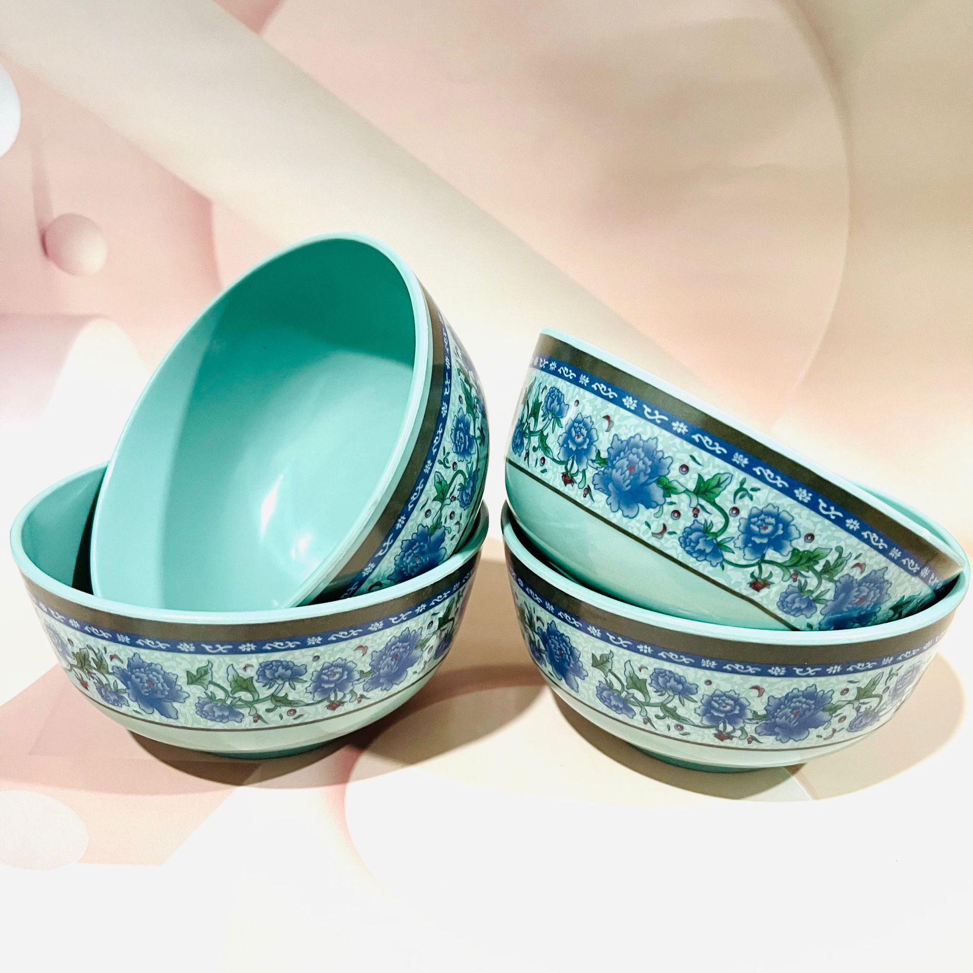 【 Zone 3-10 】B1045 blue and white porcelain bowl 480 yuan per box, blue and white porcelain melamine rice bowl, household, hotel and restaurant, commercial bowl, restaurant and cafeteria bowl, round bowl, wholesale 1 yuan Application Scenario