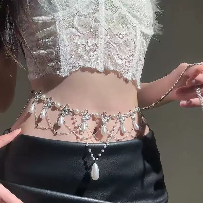 Pure Desire Butterfly waist chain necklace, Bohemian navel chain, high-end jeans accessory, photo accessory pic 2