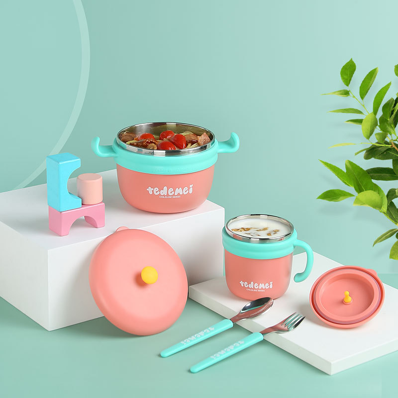Tederme llenado de agua aislante accesorio tazón para niños tazón de refrigeración de grado alimenticio tazón de agua de bebé de acero inoxidable al por mayor Specification image