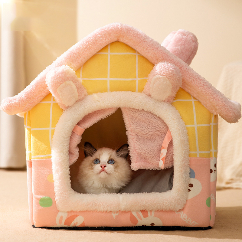 猫窝兔子门帘四季通用狗窝中小型犬封闭式可拆洗狗床宠物窝垫批发