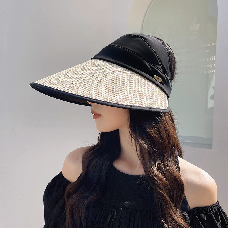 【 Event 】 Summer UV Sun protection black rubber sun hat, women's outdoor cycling sun hat, large brim hard brim, semi-overhead sun protection hat Specification image