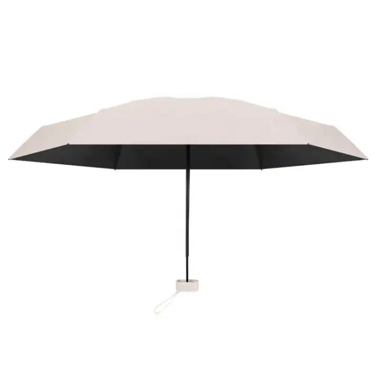 The flat and round five-fold capsule umbrella is suitable for both sun protection and rain. It comes in a new color series, is mini and has a high appearance level. It is a high-end gift umbrella with LOGO printing Item Picture